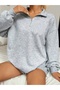 Women's Gray Half-Zip Aloha Vibes Back Print Stand Collar Sweatshirt - 3