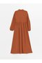 Lcw Modest Light Khaki Shirt Collar Straight Long Sleeve Linen Blend Women's Dress - 6
