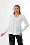 Plus Size Women's V-Neck Lace Garnished Shirt G0029 - 5