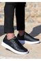 Fınster Unisex Black Faux Leather Sneaker Shoes