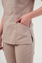 Kıev - Sand Beige Elastic-Bottom Modern and Stylish Double-Breasted Zipper-Closure Doctor and Nurse Uniform Scrubs - 4