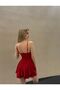 Women's Red Strap Shorts Jumpsuit Dress - 3