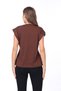 100% Cotton Women's Brown Padded Look Underarm Panel Batwing Crew Neck T-Shirt - 8
