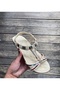 24Y150-1 Beige Women's Stony Colored Orthopedic Comfort Stylish Thin Single Strap Daily Summer Sandals Shoes