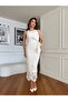 Bow Detailed Lace Textured Midi Dress - 2