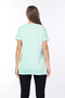 100% Cotton Women's Aqua Green V-Neck Asymmetrical Combed Cotton Knitted T-Shirt Tunic with Side Slits - 8