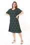 Women's Large Size Green Wrap Fabric Short Sleeve Patterned Dress 65N37858 - 4