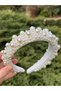 Bym023 Design Evening Dress Women's Crown Hand Embroidered Hair Accessory Wedding Engagement White Pearl Women's Hair Crown - 2