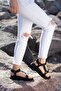 Plain Black Velcro Sports Orthopedic Comfortable Sole Summer Women's Sandals - 6