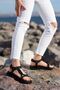 Plain Black Velcro Sports Orthopedic Comfortable Sole Summer Women's Sandals - 7