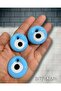 3 Special Series Baby Blue Handmade Glass Evil Eye Beads - 3