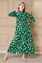 Green Top Floral Women's Green Summer Buttoned Dress 1106