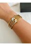 Sparkling Detail, Non-Tarnishing Steel, Clover Design, Spring-Loaded Front-Opening Bracelet (Spring-Loaded Front-Opening Model) - 4
