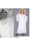 Women's White Authentic Voile Cotton Guipure Detailed Spanish Sleeve Maxi Dress - 6