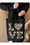 Leopard Love Black Canvas Thick Tote Bag, Shopper Bag, Shoulder Bag, Leopard Bag - 2