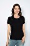 Black 4 Pieces 100% Cotton Combed Cotton Ribbed Round Neck Lace Short Sleeve Women's Undershirt - 4