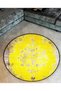 Yellow Themed Traditional Motif Patterned Round Woven Base Vintage Decorative Carpet 6170 - 2