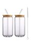 6 Pieces of Glass with Straws and Bamboo Lids for Cold-Hot Coffee, Cocktails and Juice + Cleaning Brush - 5