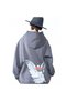 Angels Printed Oversized Unisex Gray Sweatshirt