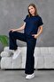 Women's Top and Pants T-Shirt Tiril Summer Modal Set - Navy Blue - 6