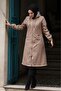 Hooded Pocket Inside Stripe Patterned Trench Coat - 2