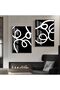 Hari̇kabi̇rev | Black-White Abstract Shapes Combination 06 | Framed Glass Table 2 Pieces Vertical