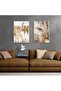 Hari̇kabi̇rev | Soft Flower-Tassel Combination Cream-Brown | Framed Glass Table 2 Pieces Vertical