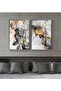 Hari̇kabi̇rev | Gold-Black Favorite Abstract Figures | Framed Glass Table 2 Pieces Vertical