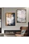 هاريكابيريف | مزيج تجريدي تجريدي باللون الأزرق والنحاسي والرمادي | طاولة زجاجية مؤطرة مكونة من قطعتين عموديًا