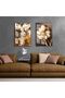 Hari̇kabi̇rev | Loved Flower Bunch Combination Gold | Framed Glass Table 2 Pieces Vertical