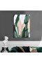 Hari̇kabi̇rev | Emerald Green-White Abstract Patterned Model 1 | Framed Tempered Glass Table Single Vertical