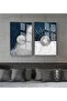 Hari̇kabi̇rev | Dark Blue-Silver Loved Abstract Combination 4 | Framed Glass Table 2 Pieces Vertical