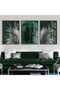Hari̇kabi̇rev | Emerald-Silver Combination Elephant-Feather Combination | Framed Tempered Glass Table 3 Pieces Vertical