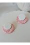 STEEL EARRING HOLDING - SHINY PINK GLITTER Glittery FIXED HANDMADE POLYMER CLAY EARRINGS - 2
