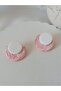 STEEL EARRING HOLDING - SHINY PINK GLITTER Glittery FIXED HANDMADE POLYMER CLAY EARRINGS - 4