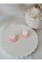 STEEL EARRING HOLDING - SHINY PINK GLITTER Glittery FIXED HANDMADE POLYMER CLAY EARRINGS - 6