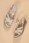 Women's Platform Heeled Sandals Three Stripes Nude - 3