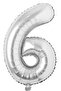 Silver Foil Number Balloon 100 Cm Helium Compatible Balloon Number 6
