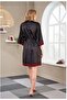 Satin Nightgown Dressing Gown Set Black Red 23562 - 5