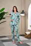 23515 Women's Patterned Buttoned Pajama Set - 2