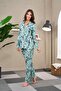 23515 Women's Patterned Buttoned Pajama Set - 3