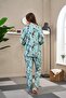 23515 Women's Patterned Buttoned Pajama Set - 4