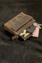 Men's Handbag Brown Genuine Leather Hand Strap Wallet Portfolio Bag Travel Care Handbag - 3