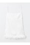 Lcw Dream Ecru U-Neck Flat Strap Satin Women's Nightgown