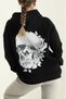 Black Kangaroo Patterned Hooded Sweat - Three Strings Raster, Back Patterned - 2