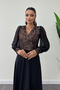 Sequin Fabric Sleeves Tulle Evening Dress - Gold - 2