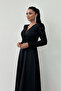 Crepe Fabric Sequin Detailed Dress Black - 3