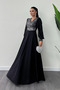 Sequin Fabric Sleeves Tulle Evening Dress - Silver