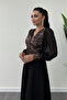 Sequin Fabric Sleeves Tulle Evening Dress - Gold - 3