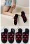 Women's 10 Pairs of Heart-Shaped Black-White Invisible Ballerina Socks - 5